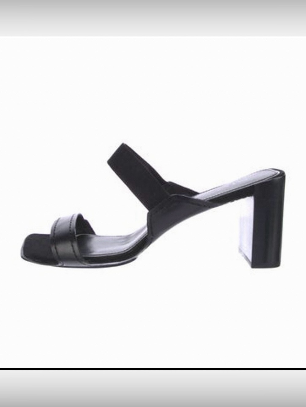 rag & bone Black Leather Two-Band Block Heel Mules